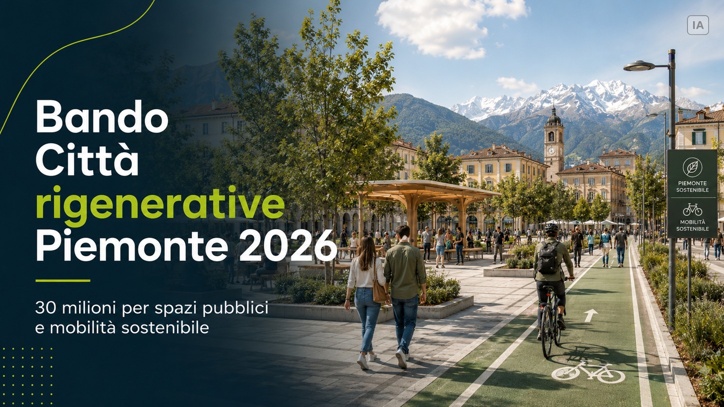 Città Rigenerative Piemonte 2026: nuove opportunità per lo spazio pubblico